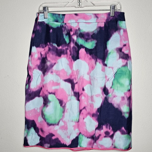 Kate Spade New York Womens 8 Purple Green Pink‎ Barry Watercolor Pencil Skirt - Picture 2 of 6